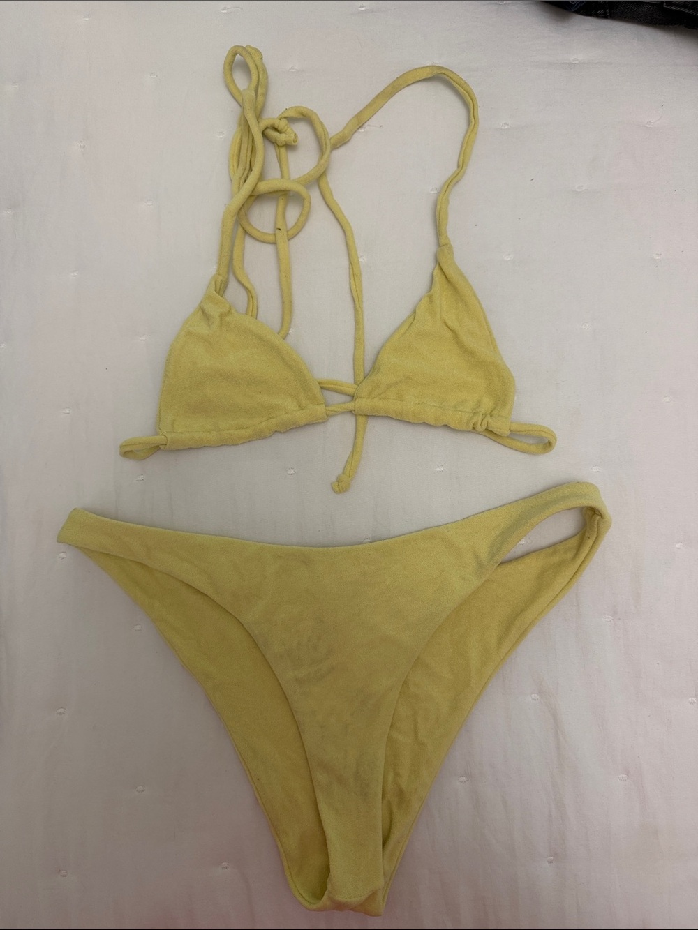 Daily Drills Yellow Triangle Tie Bikini Set